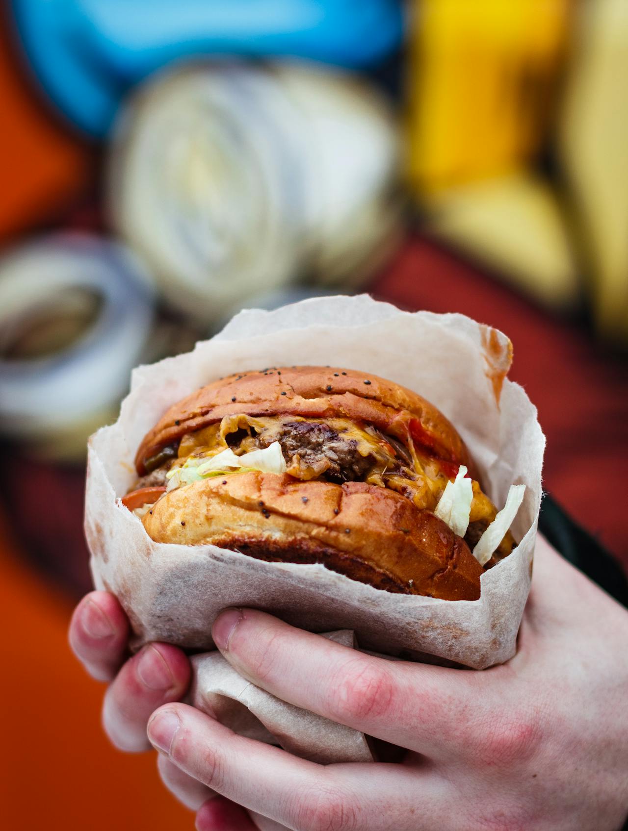 holding a burger